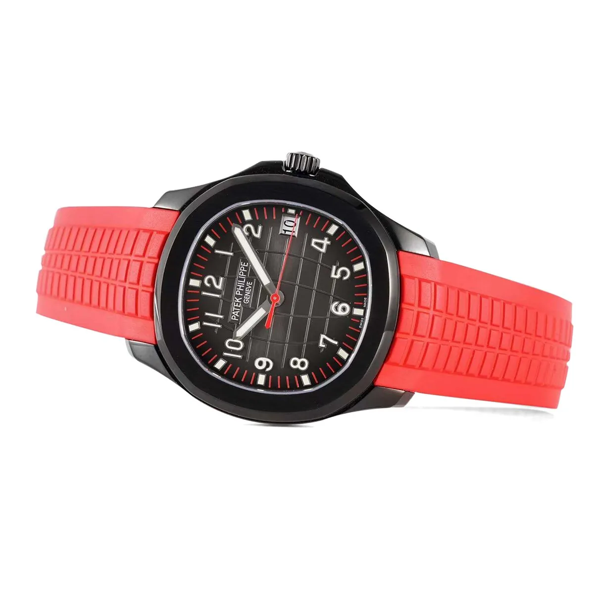 Aquanaut 5167A ‘Black Venom Limited Edition’ cadran noir sur bracelet en caoutchouc rouge – Image 4