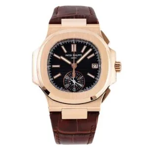 Nautilus Chronograph 5980/1R en oro rosa con correa de piel marrón