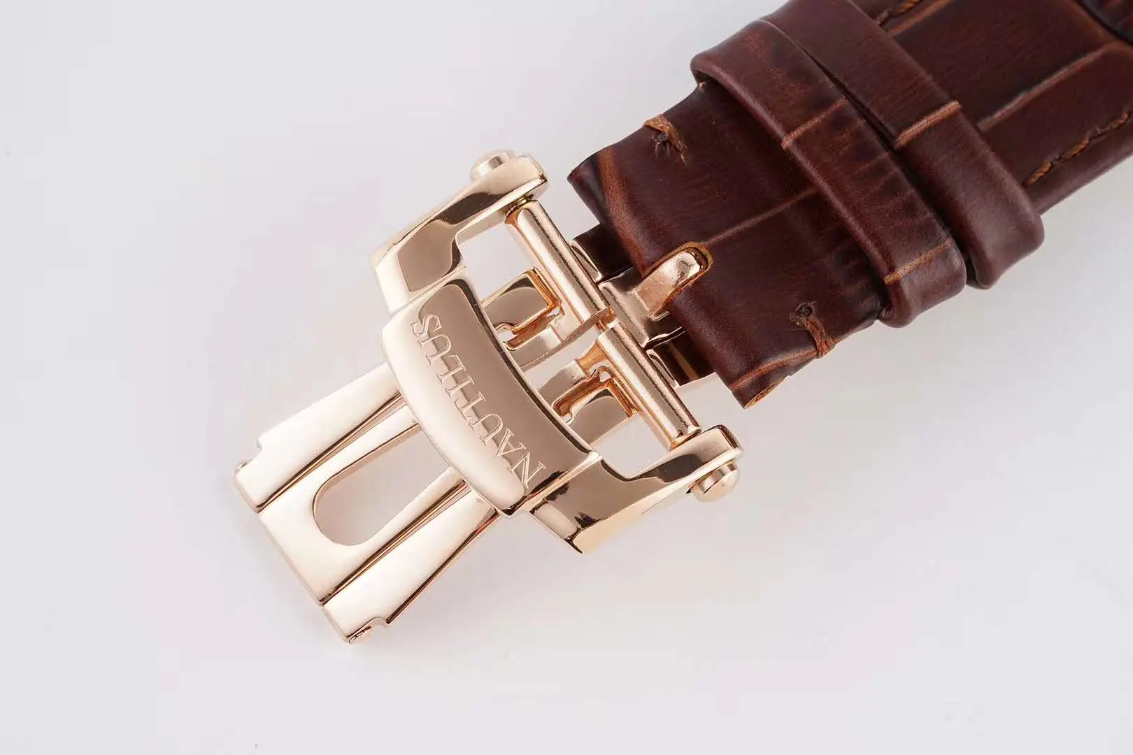 Nautilus cronografo 5980/1R in oro rosa su cinturino in pelle marrone - immagine 6