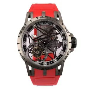 Excalibur Spider Skeleton Flying Tourbillon con cinturino in gomma rosso