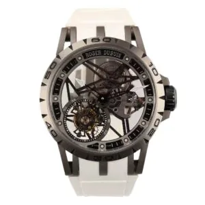 Excalibur Spider Skeleton Flying Tourbillon con cinturino in gomma bianco