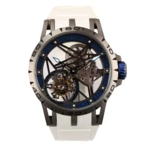 Excalibur Spider Skeleton Flying Tourbillon con cinturino in gomma bianco