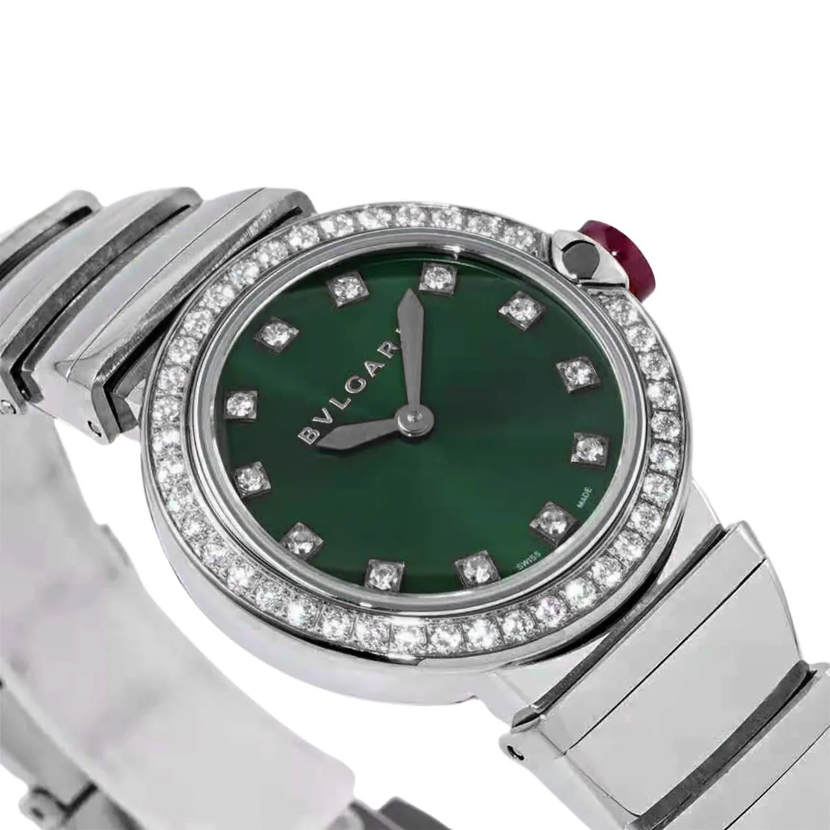 Lvcea esfera verde esmeralda en acero con bisel de diamantes - Imagen 2