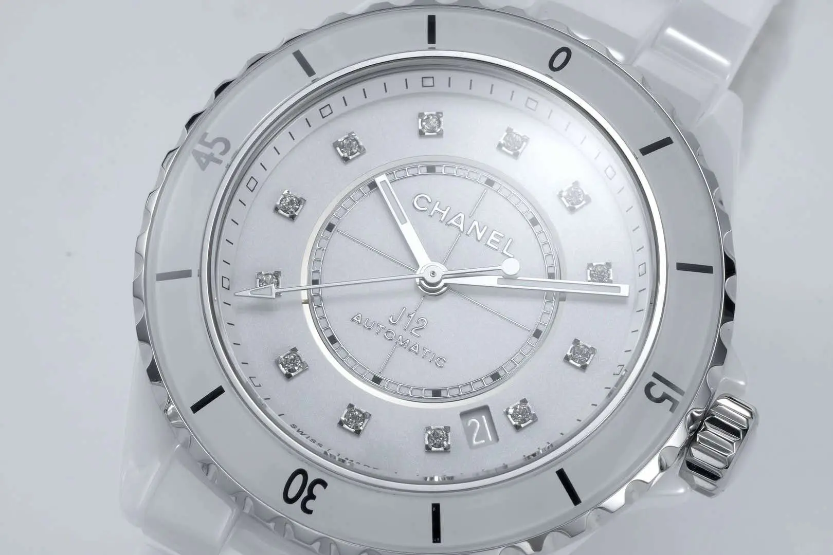 J12 céramique blanche et acier index diamants Réf: H5705 – Image 4