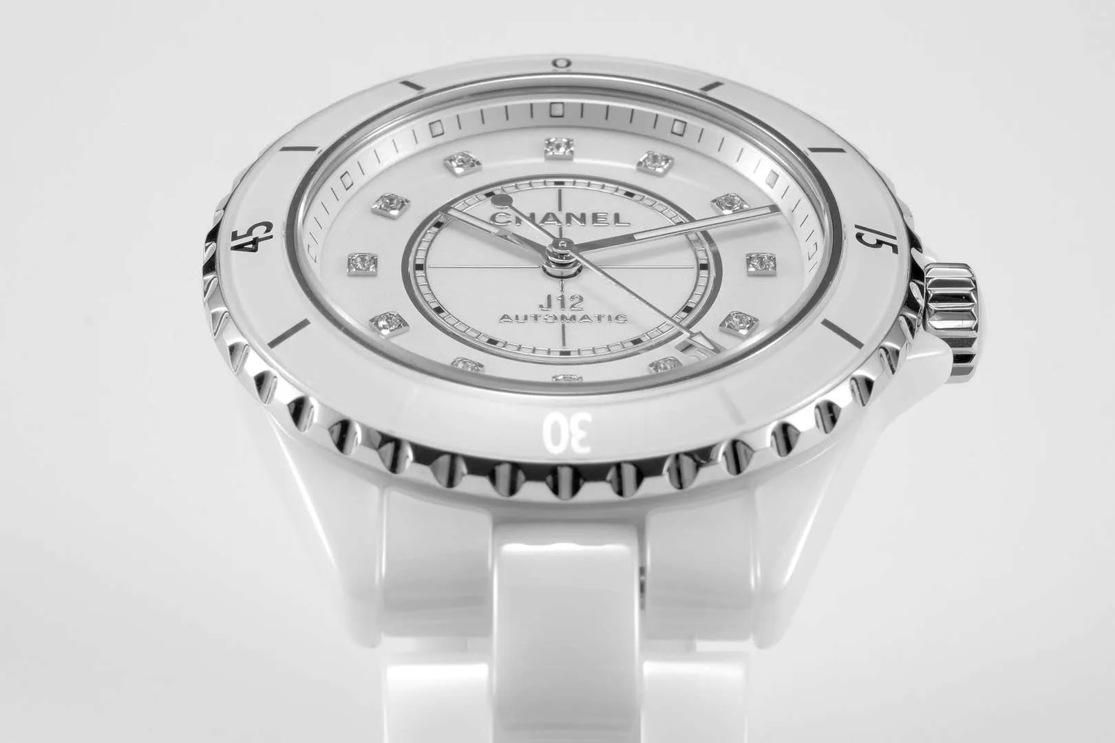 J12 céramique blanche et acier index diamants Réf: H5705 – Image 2