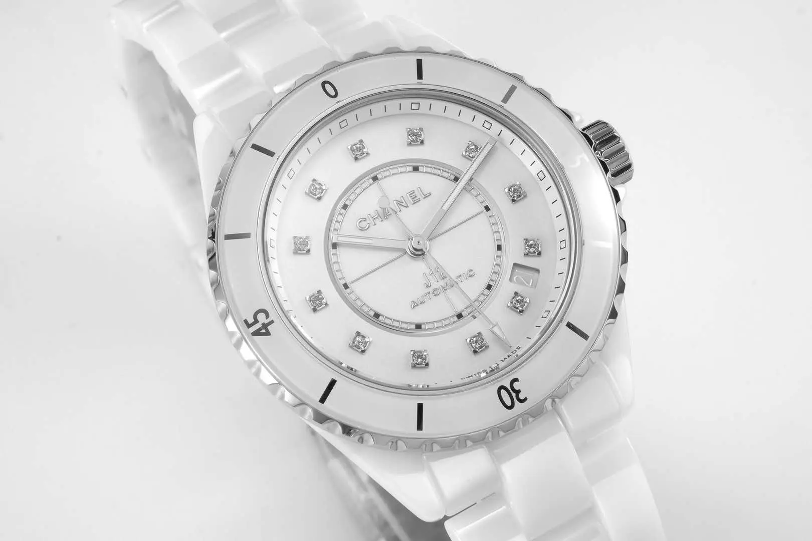 J12 céramique blanche et acier index diamants Réf: H5705 – Image 3