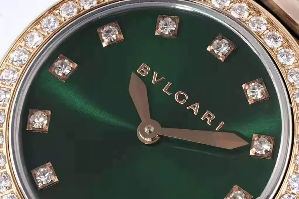Lvcea smaragdgrünes Zifferblatt in Roségold/Stahl mit Diamantlünette – Bild 3