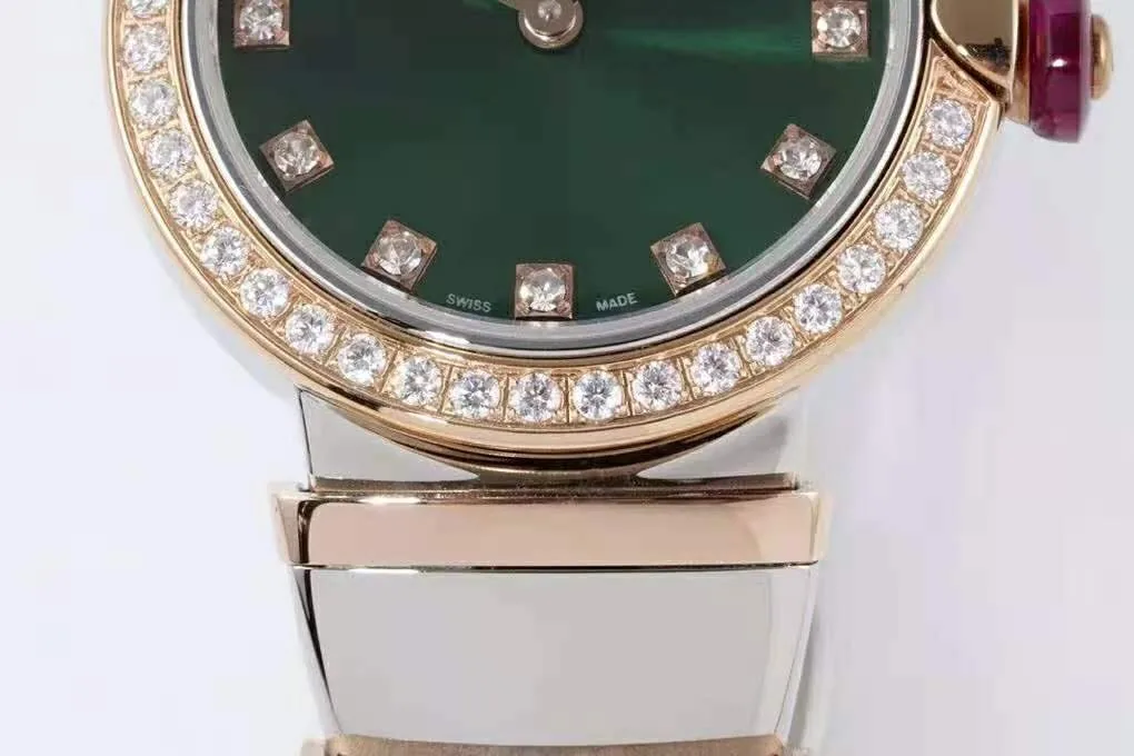 Lvcea smaragdgrünes Zifferblatt in Roségold/Stahl mit Diamantlünette – Bild 5