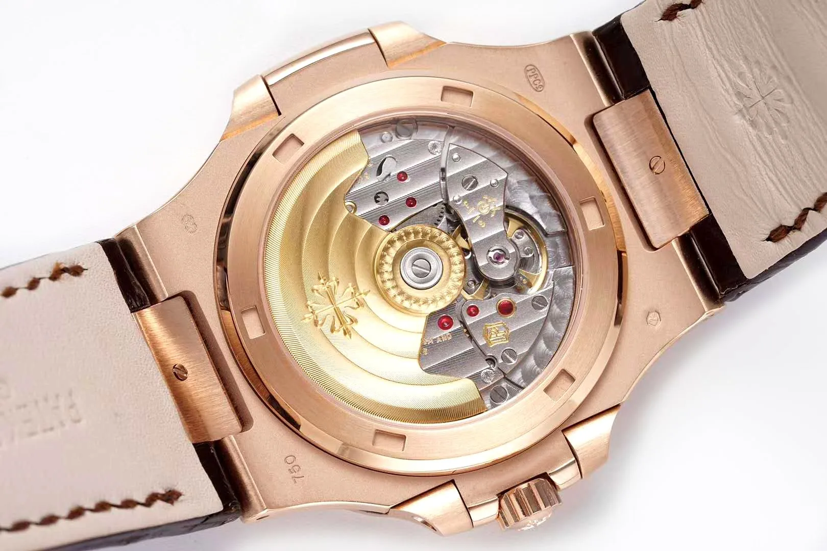 Nautilus Jumbo 5711 esfera marrón en oro rosa con correa de piel marrón - Imagen 6