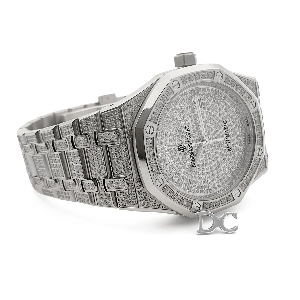Royal Oak 41mm 15402 interamente pavé di diamanti in oro bianco su bracciale - immagine 3