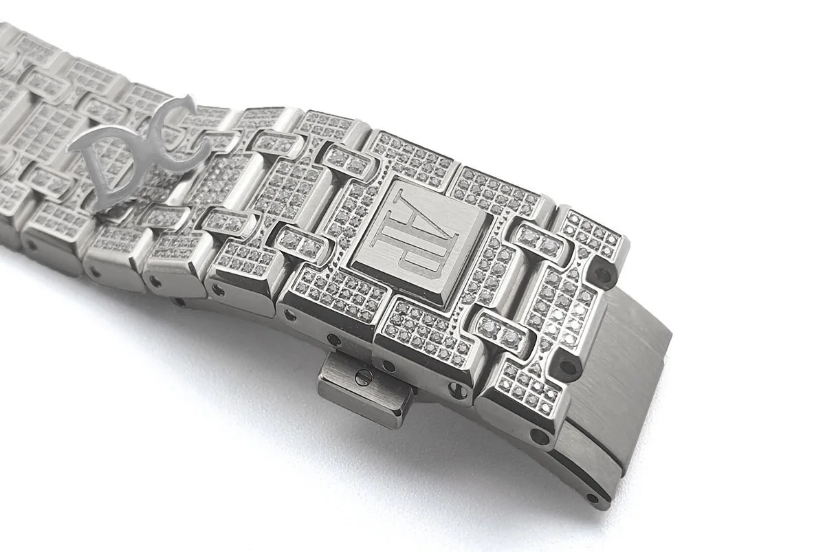 Royal Oak 41mm 15402 interamente pavé di diamanti in oro bianco su bracciale - immagine 5