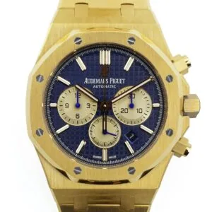 Royal Oak cronografo automatico quadrante blu/oro in oro giallo