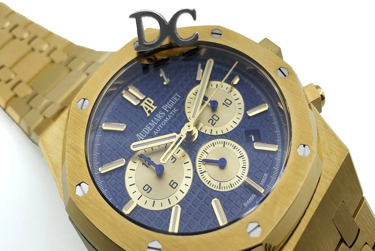 Royal Oak Chronograph mit Automatikaufzug blau/goldenes Zifferblatt in Gelbgold – Bild 2