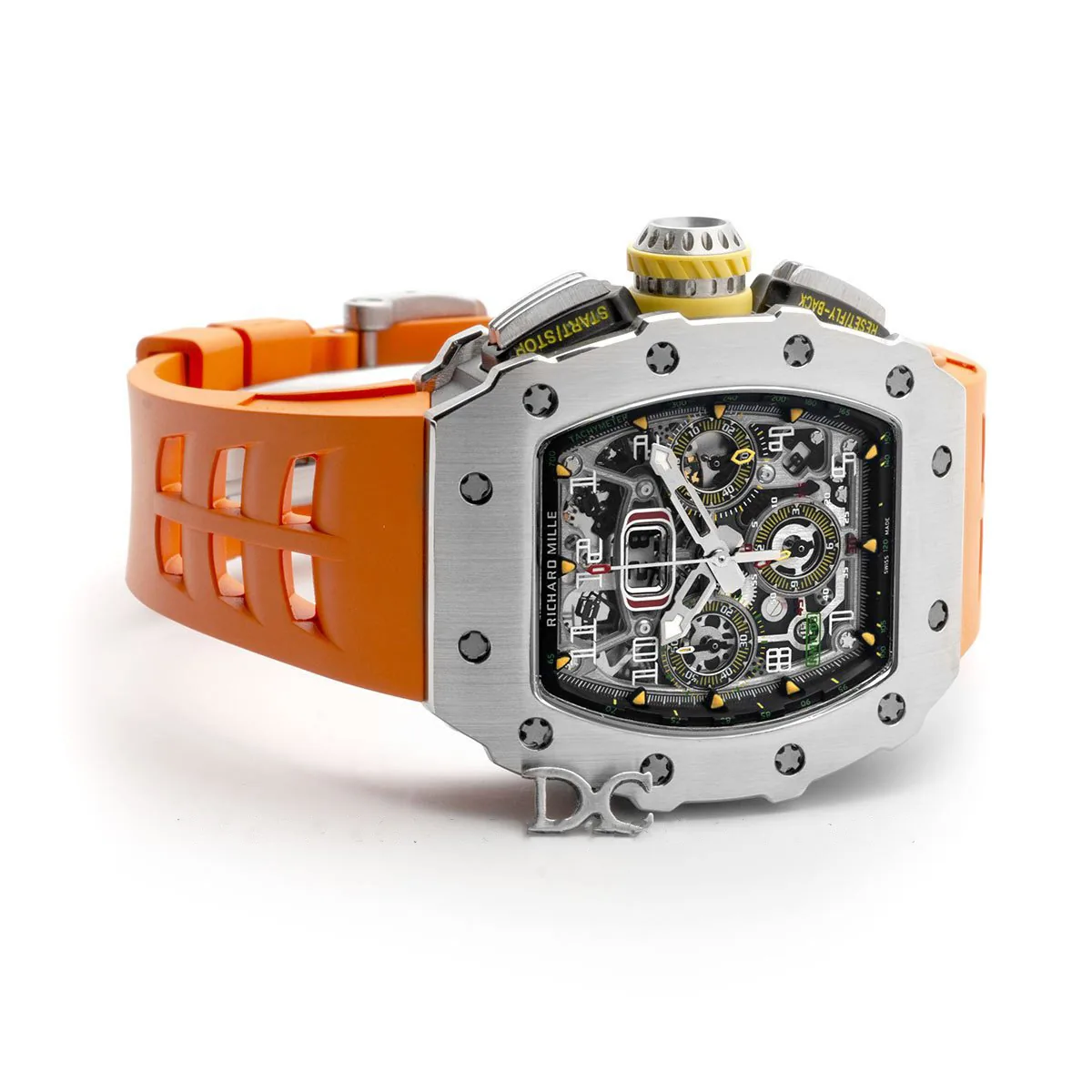RM 011-03 Automatic Flyback Chronograph en titanio con caucho naranja - Imagen 3