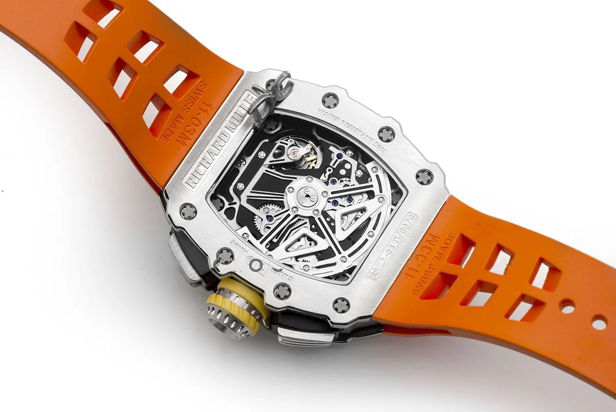 RM 011-03 Automatic Flyback Chronograph en titanio con caucho naranja - Imagen 4