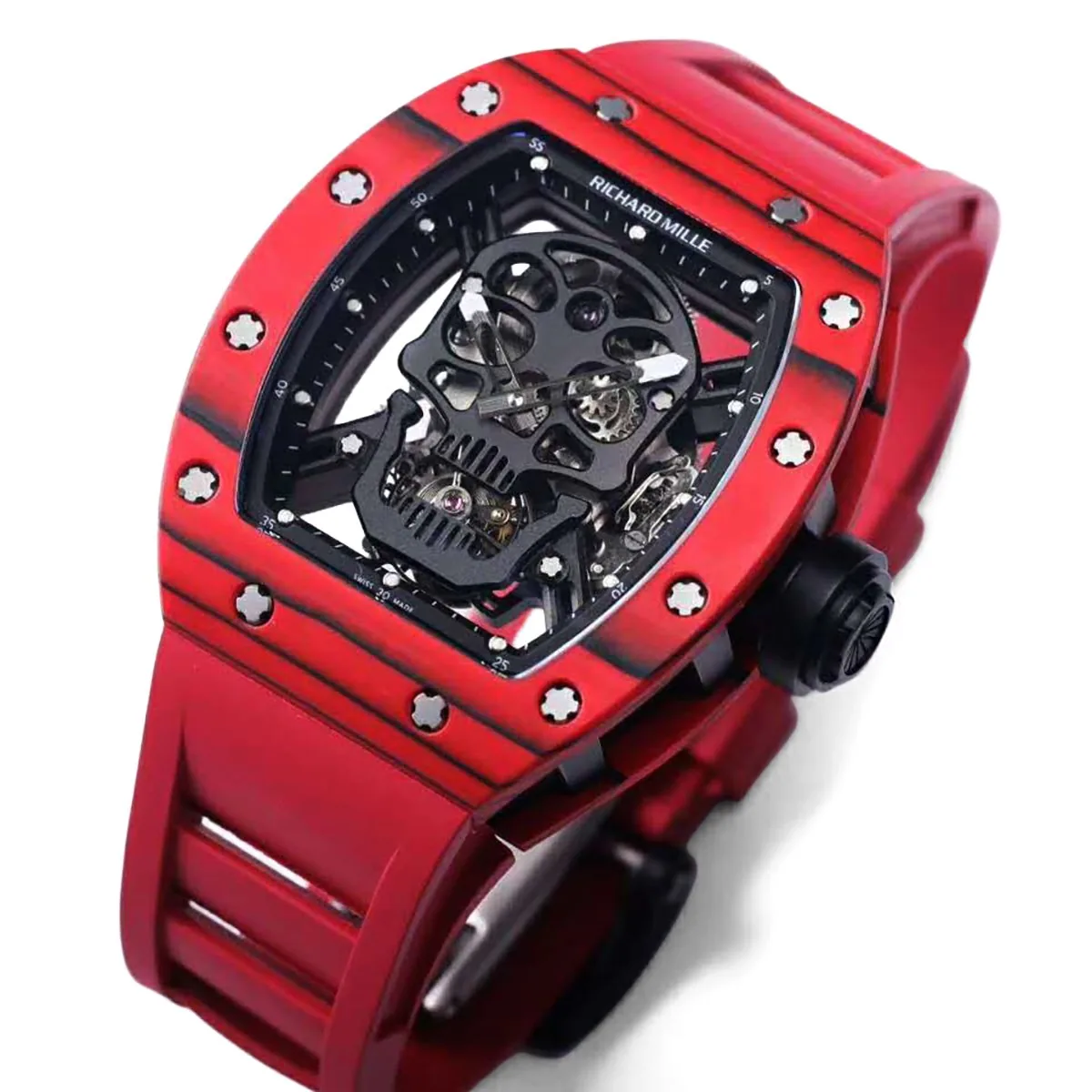 RM 052-01 Tourbillon Black Skull en carbono NTPT rojo - Imagen 2