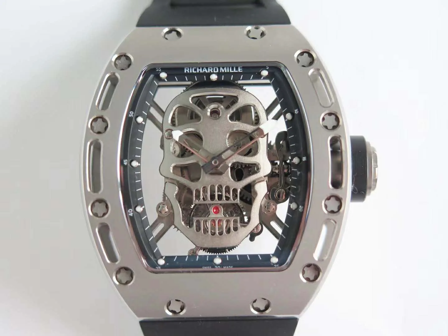 RM 052-01 Tourbillon Skull en titanio con correa de caucho negra - Imagen 4