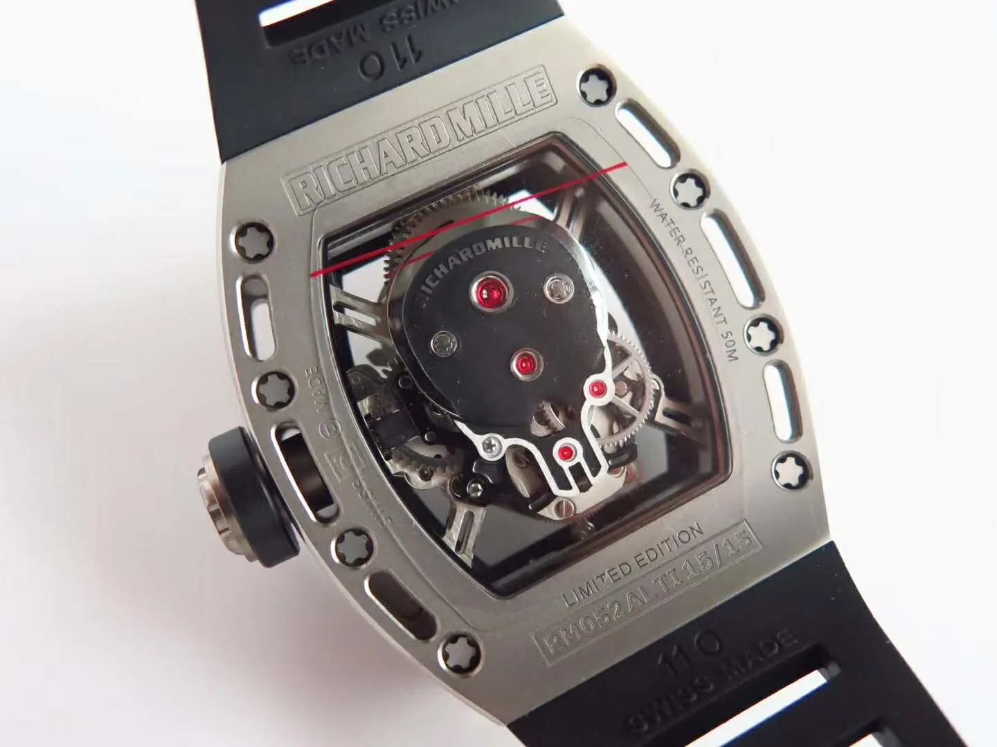 RM 052-01 Tourbillon Skull en titanio con correa de caucho negra - Imagen 3