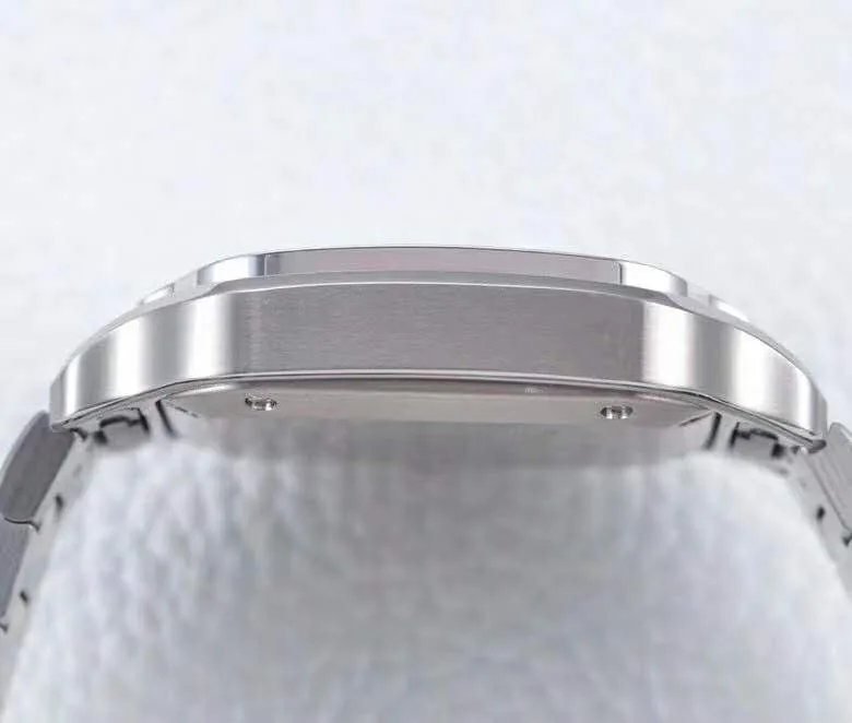 Santos de Cartier cadran blanc lunette diamants en acier – Image 8