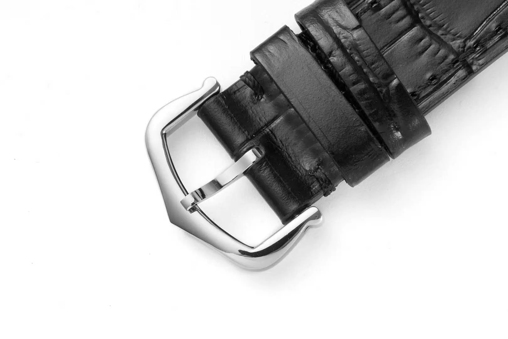 Santos-Dumont cadran blanc en acier sur bracelet en cuir noir – Image 6