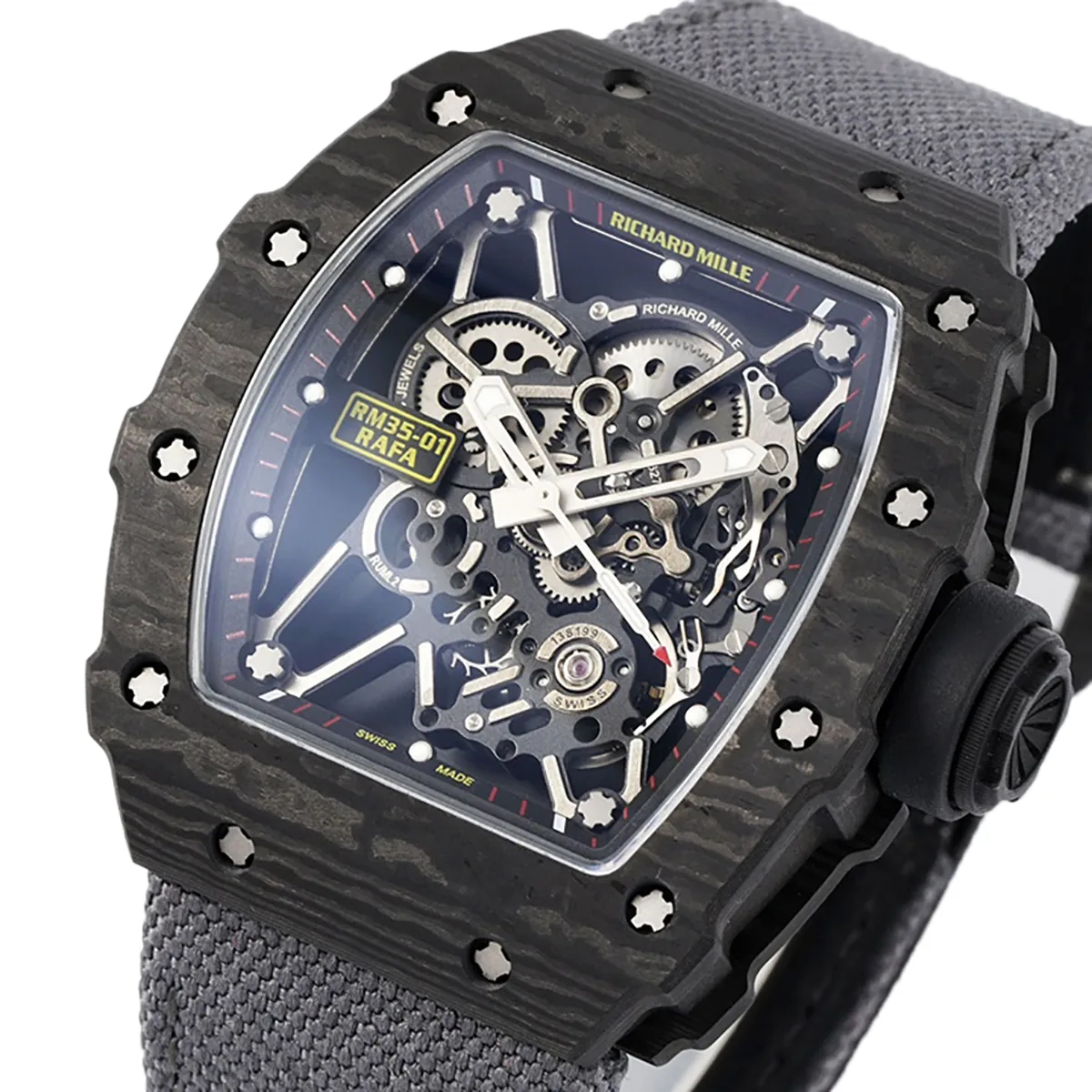RM 035-01 Rafael Nadal carbonio NTPT su cinturino in nylon grigio (Sonic) - immagine 3