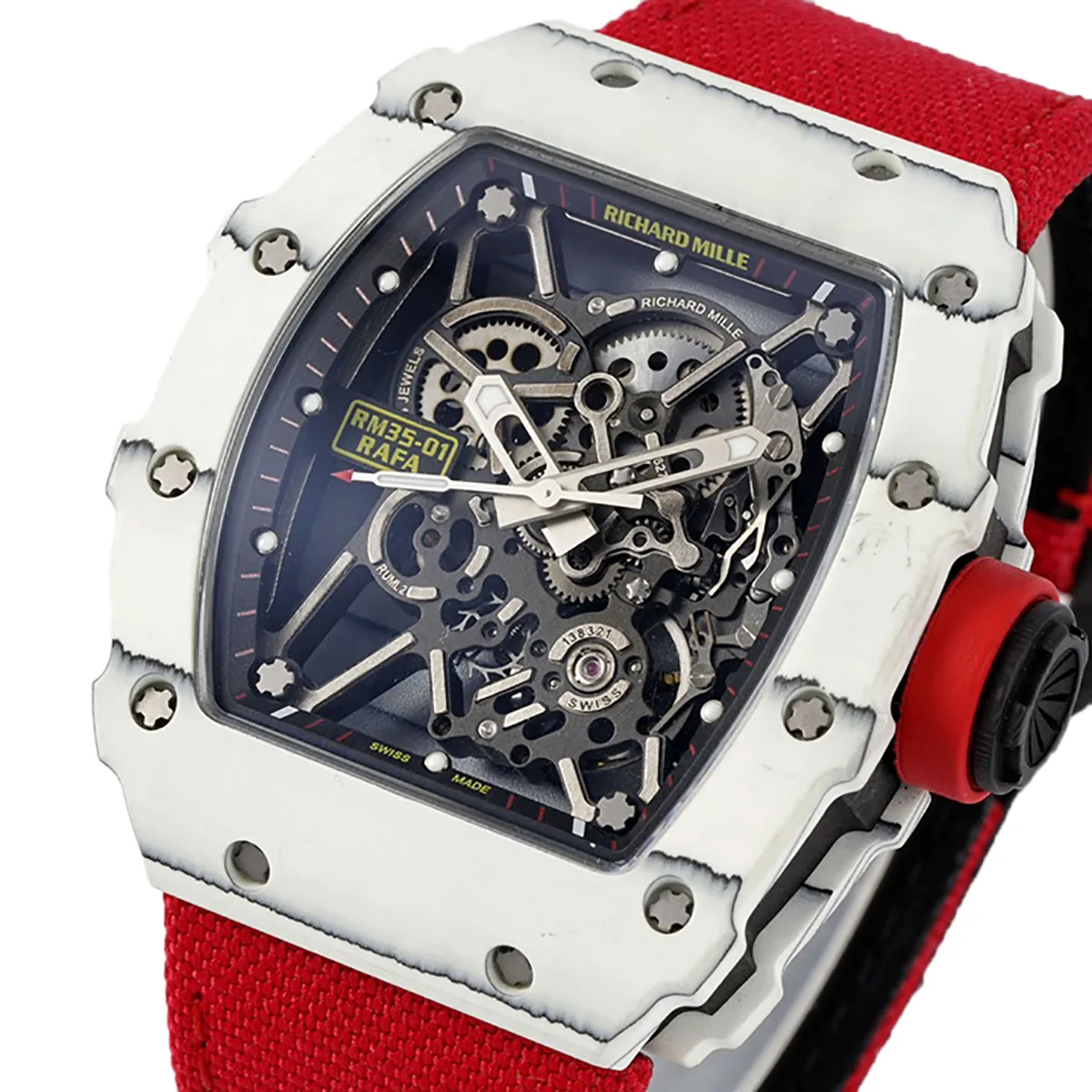 RM 035-01 Rafael Nadal weißes NTPT am roten Nylonarmband (Sonic) – Bild 2