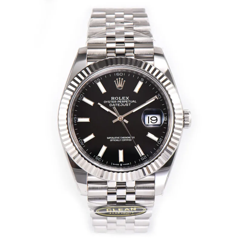 Datejust 41 quadrante nero con indici a bastone in acciaio Clean Factory - immagine 2