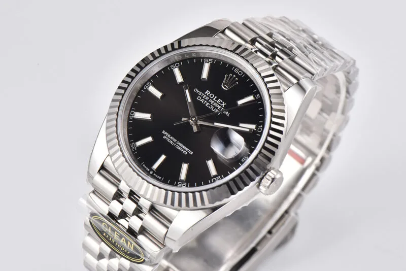 Datejust 41 quadrante nero con indici a bastone in acciaio Clean Factory - immagine 3