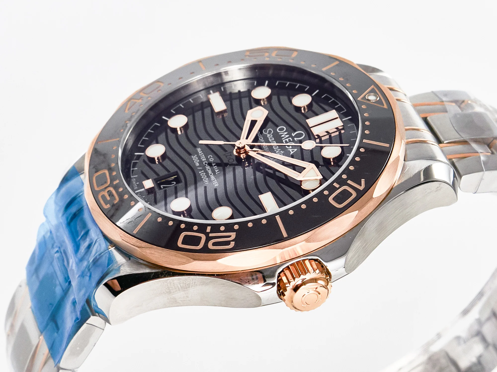 2018 Seamaster Diver 300M SS/RG VSF 1:1 Best Edition RG Bezel Black Dial on SS/RG Bracelet A8800
