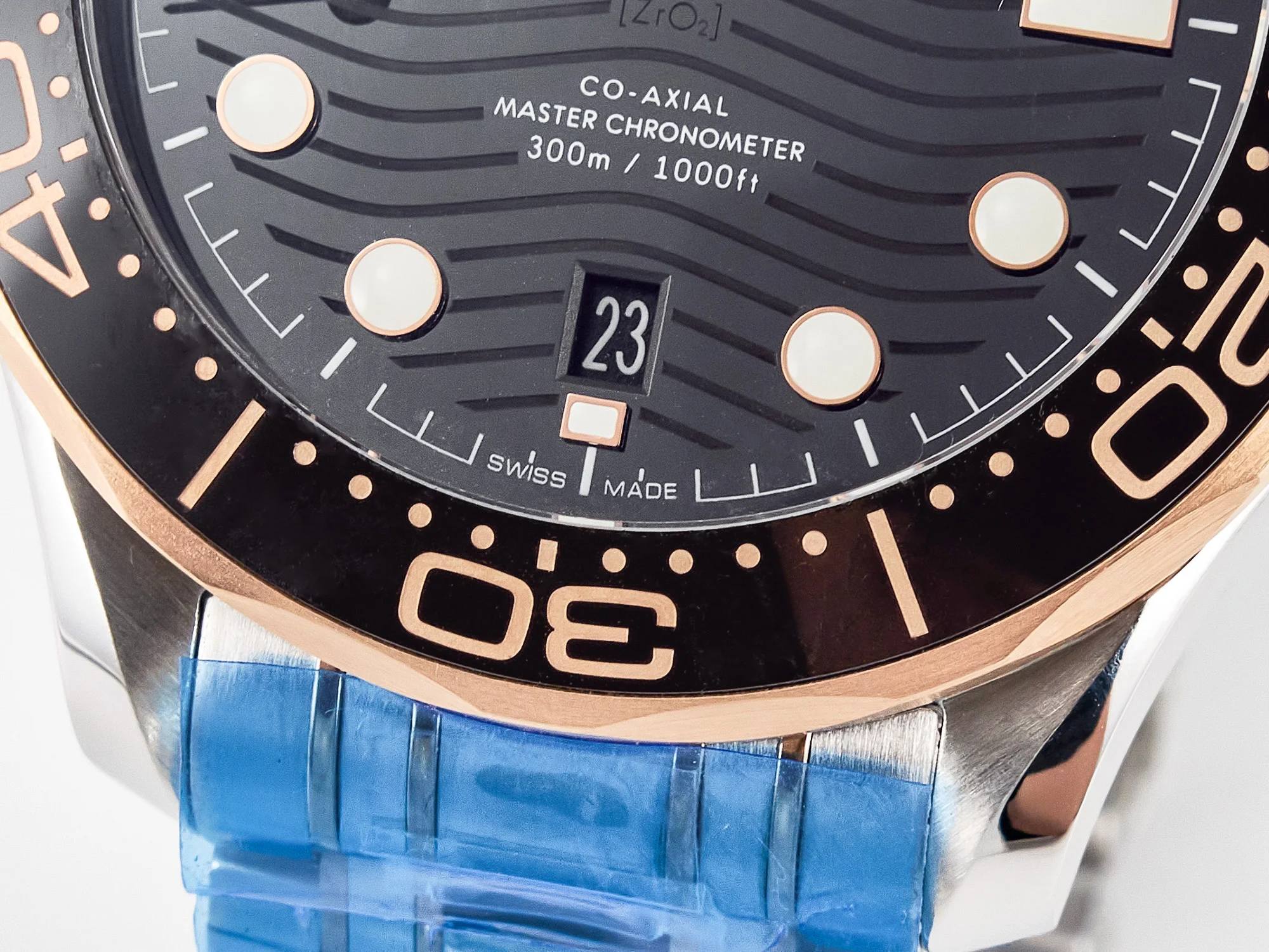 2018 Seamaster Diver 300M SS/RG VSF 1:1 Best Edition RG Bezel Black Dial on SS/RG Bracelet A8800