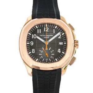 Aquanaut 5968G Black Dial on Black Rubber Strap in Rose Gold