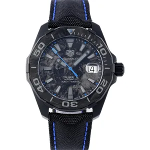 Aquaracer Calibre 5 Carbon Dial with Blue Tachymeter