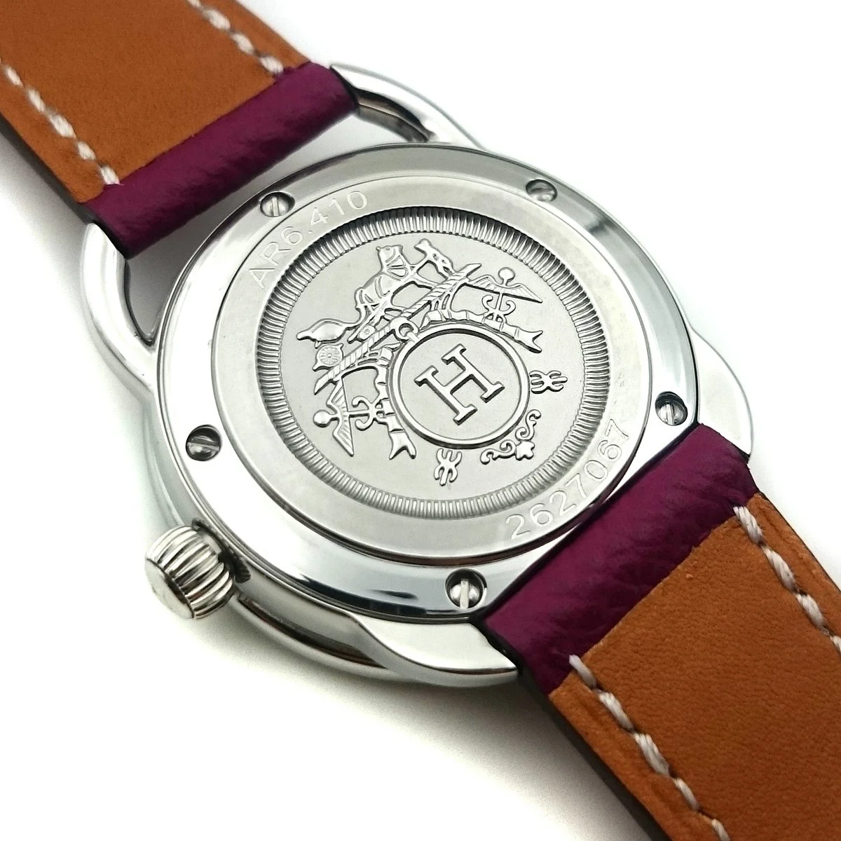 Arceau Steel on Violet Epsom Leather Strap
