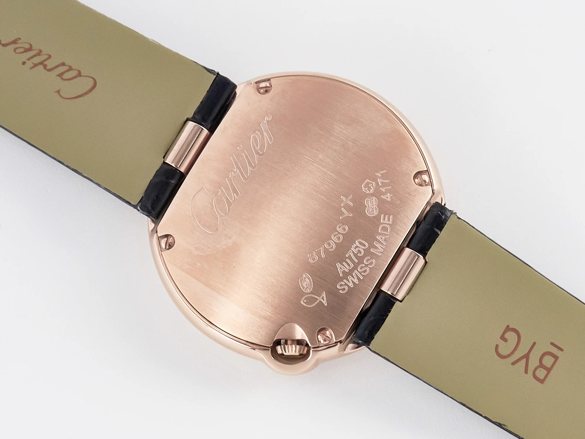 Ballon Blanc De Cartier 30mm RG DRF 1:1 Best Edition Silvered Texture Dial on Black Leather Strap Ronda Quartz