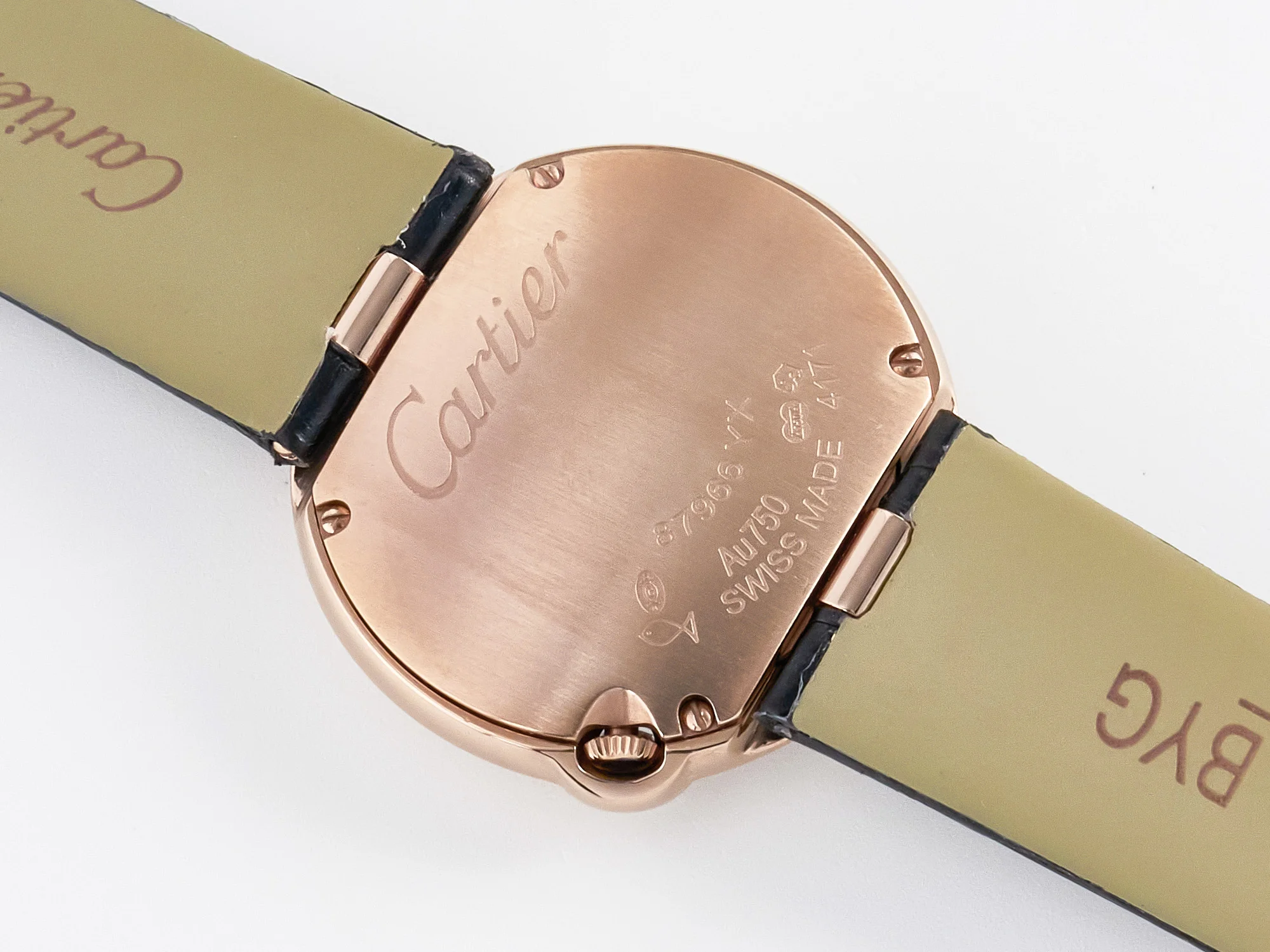Ballon Blanc De Cartier 30mm RG DRF 1:1 Best Edition Silvered Texture Dial Diamonds Bezel on Black Leather Strap Ronda Quartz