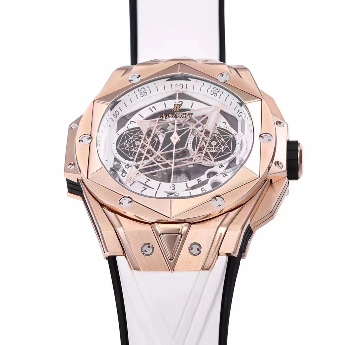 Big Bang Sang Bleu II White Dial in Rose Gold