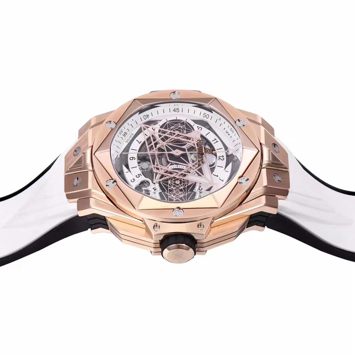 Big Bang Sang Bleu II White Dial in Rose Gold