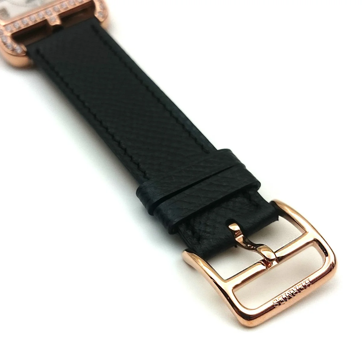 Cape Cod GM Quartz Rose Gold with Diamond Bezel on Black Epsom Leather Strap