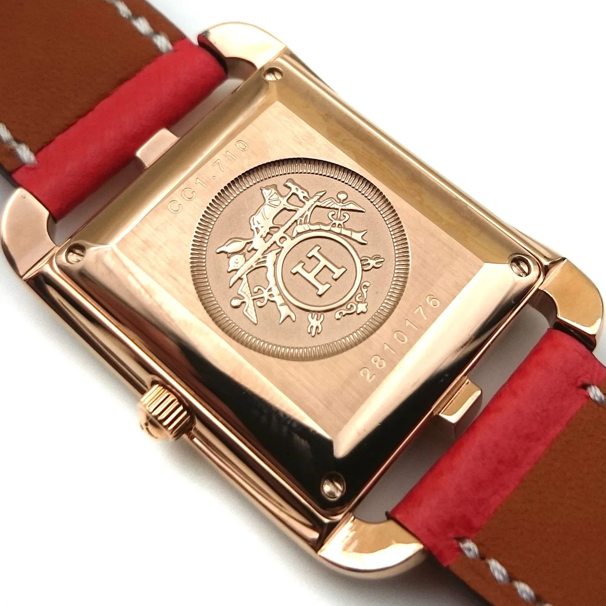 Cape Cod GM Quartz Rose Gold with Diamond Bezel on Vermilion Epsom Leather Strap