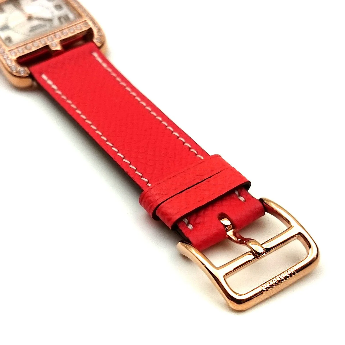 Cape Cod GM Quartz Rose Gold with Diamond Bezel on Vermilion Epsom Leather Strap