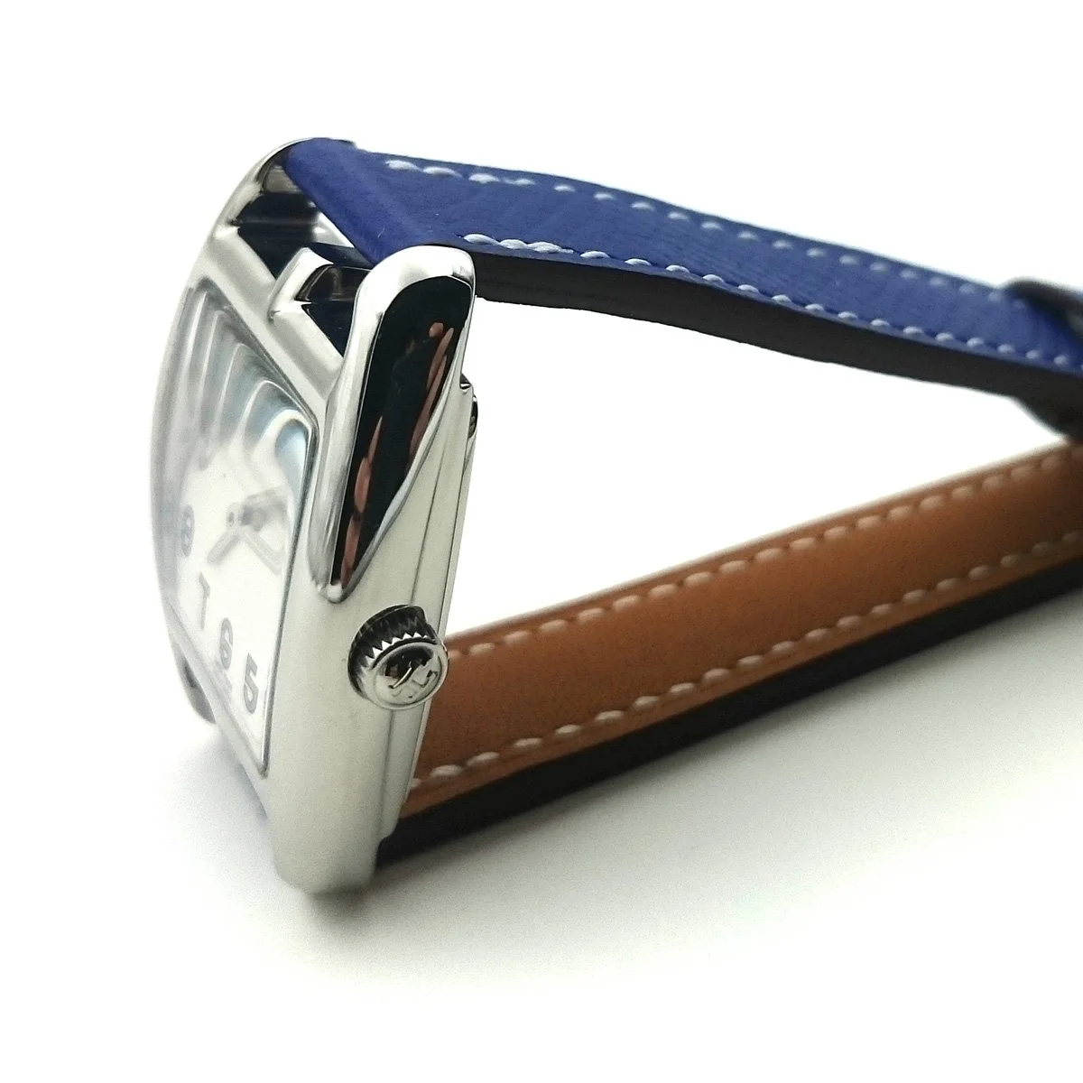 Cape Cod Tonneau Steel on Blue Epsom Leather Strap
