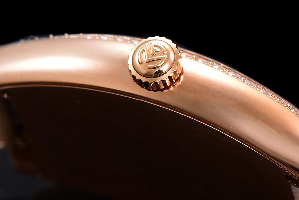Cintree Curve MOP Dial in Rose Gold on Green Leather Strap