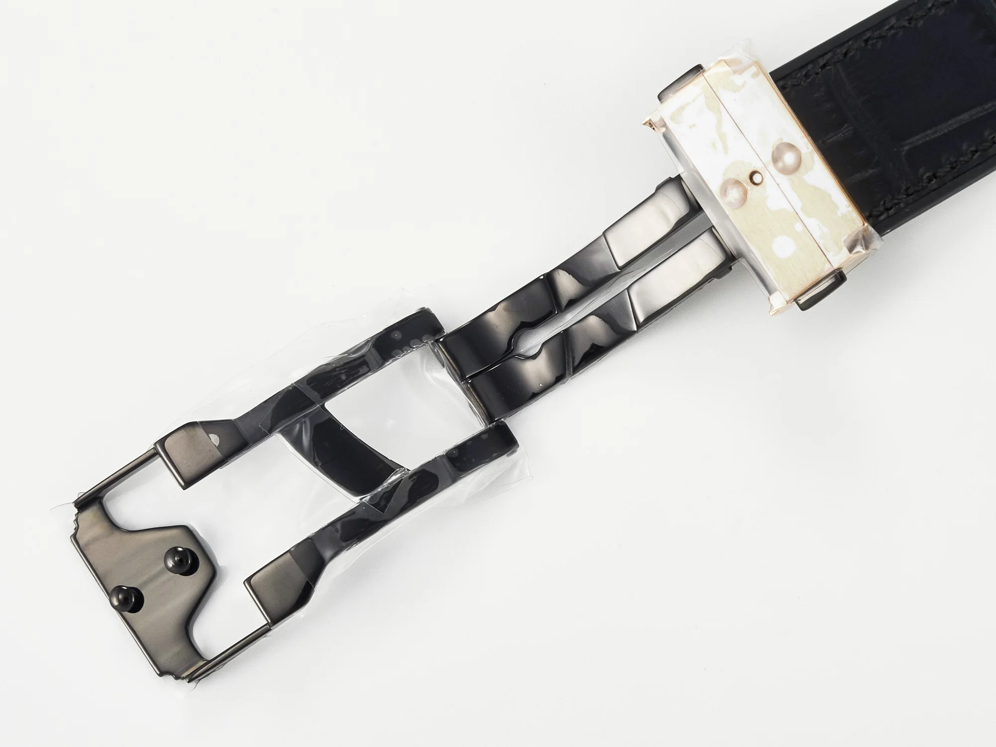 Classic Fusion 38mm RG JJF 1:1 Best Edition Black Dial on Black Gummy Leather Strap