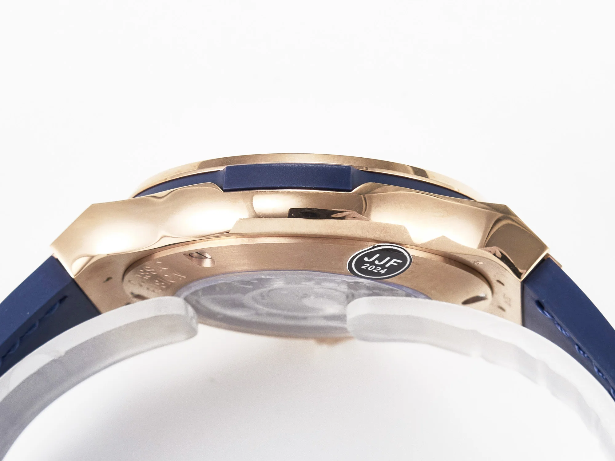 Classic Fusion 38mm RG JJF 1:1 Best Edition Blue Dial on Blue Gummy Leather Strap