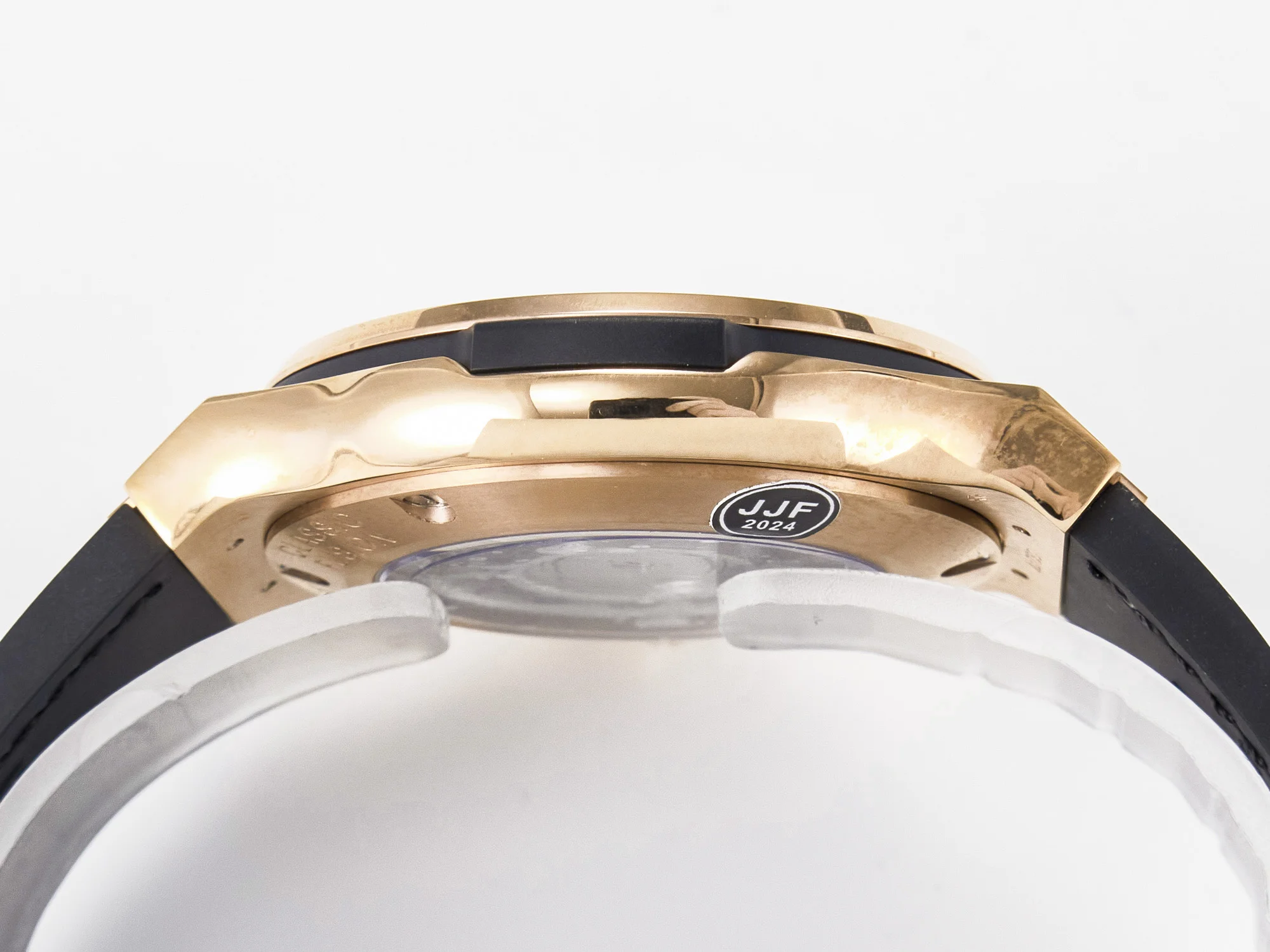 Classic Fusion 38mm RG JJF 1:1 Best Edition Gray Dial on Black Gummy Leather Strap