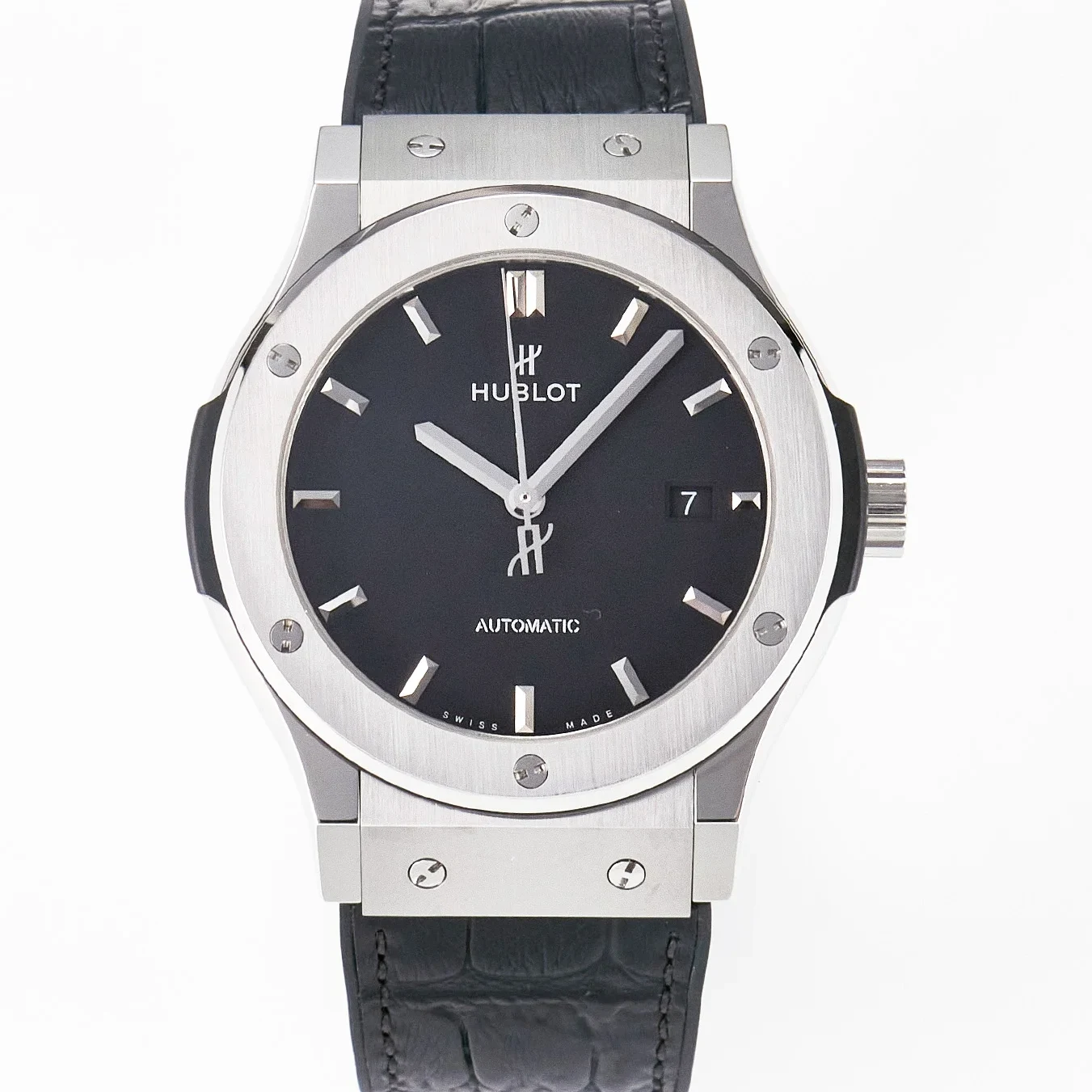 Classic Fusion 42mm SS JJF 1:1 Best Edition Black Dial on Black Gummy Leather Strap