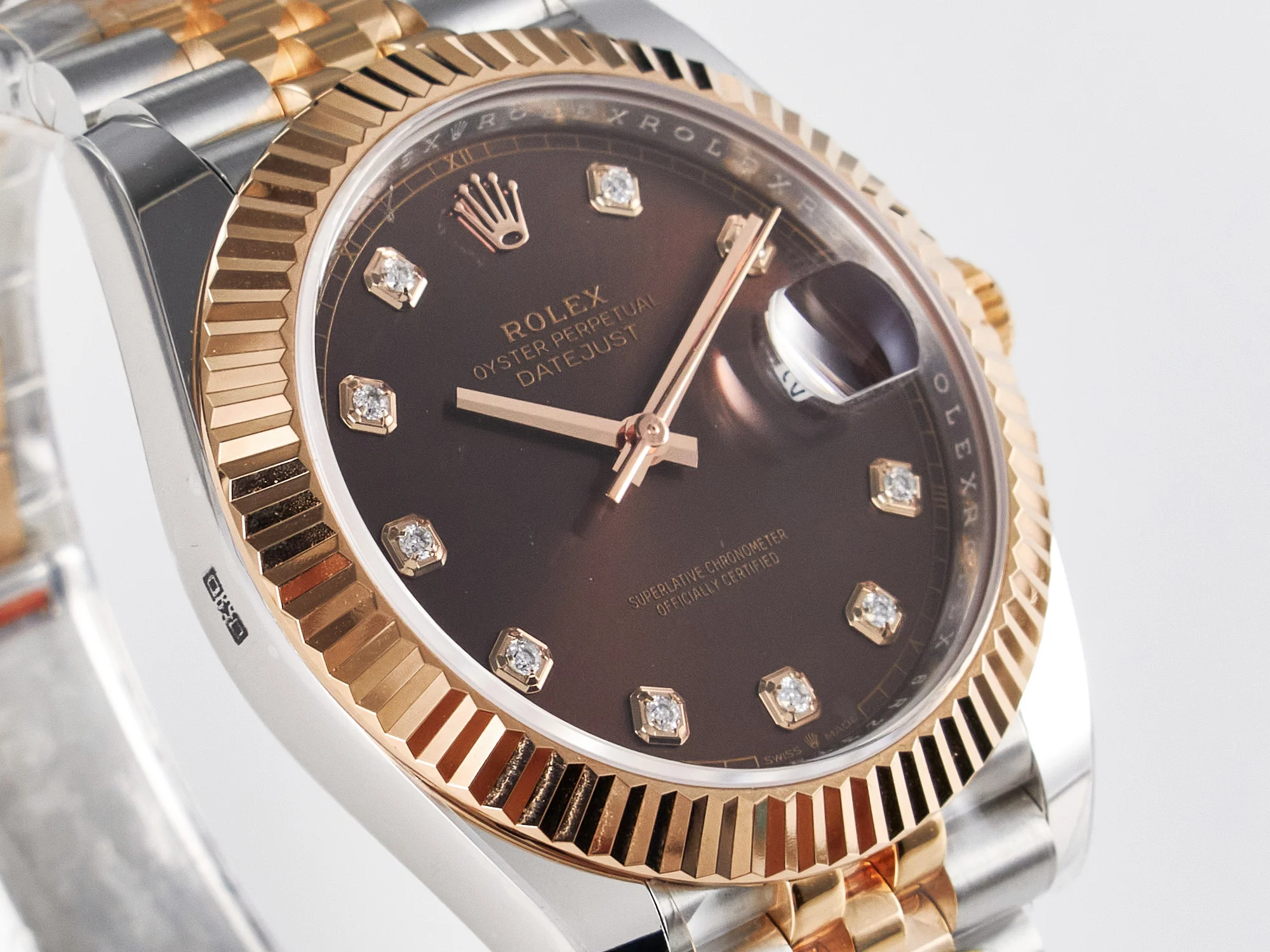 DateJust 41 126331 ARF 1:1 Best Edition 904L Steel Brown Diamonds Dial on SS/RG Jubilee Bracelet SH3235(Gain Weight)