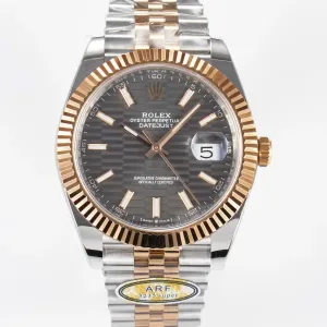 DateJust 41 126331 ARF 1:1 Best Edition 904L Steel Gray Textured Dial on SS/RG Jubilee Bracelet SH3235（Gain Weight）