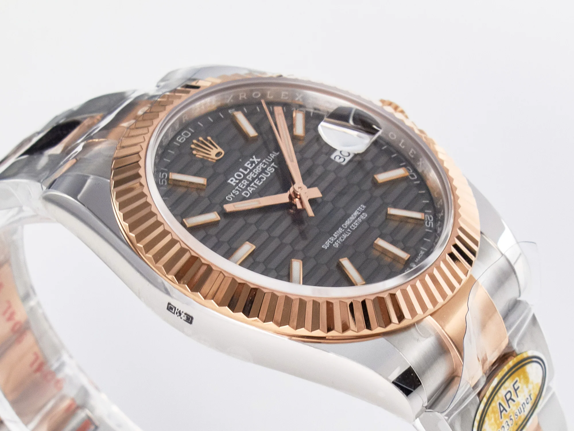 DateJust 41 126331 ARF 1:1 Best Edition 904L Steel Gray Textured Dial on SS/RG Oyster Bracelet SH3235(Gain Weight)