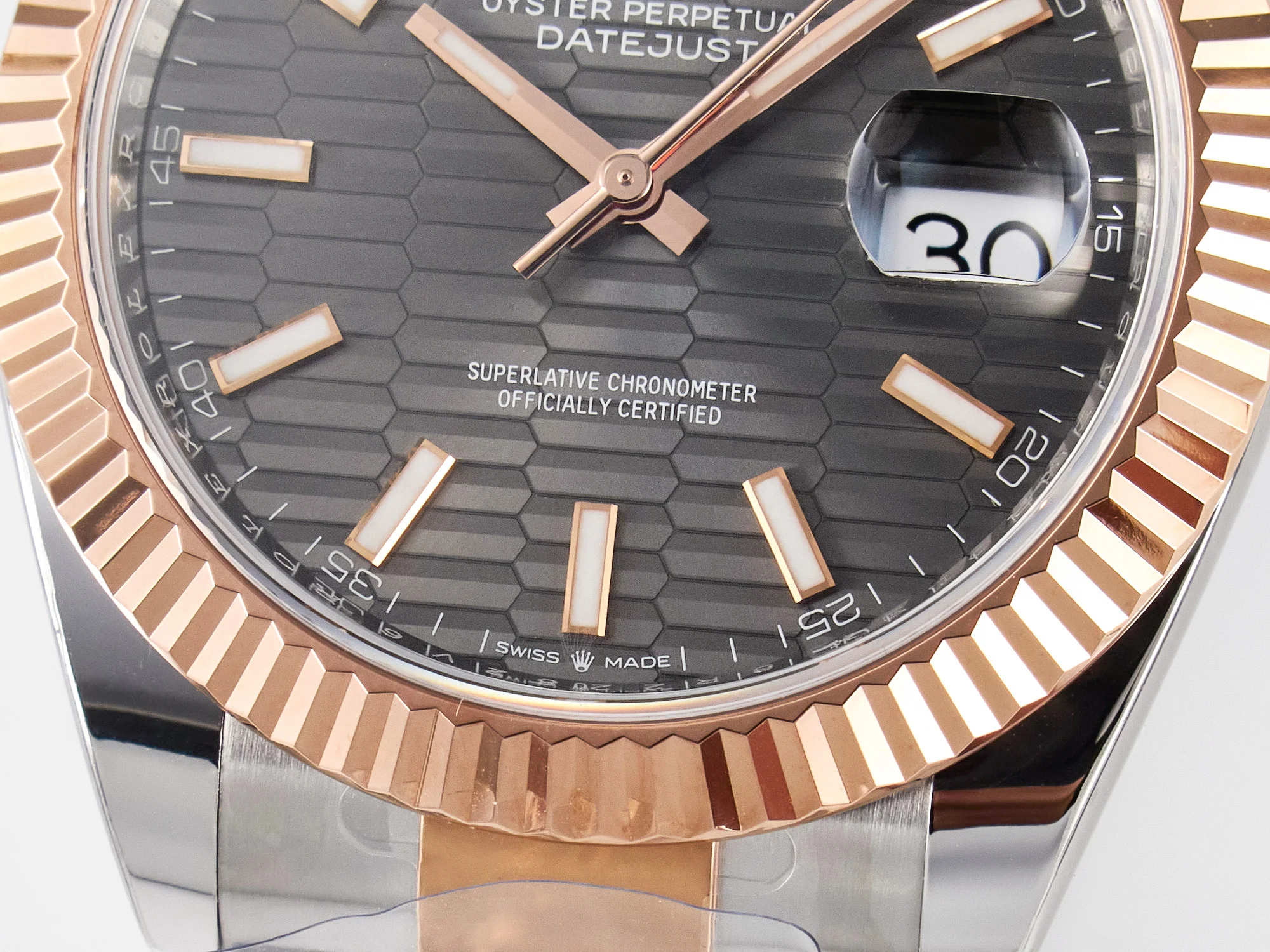 DateJust 41 126331 ARF 1:1 Best Edition 904L Steel Gray Textured Dial on SS/RG Oyster Bracelet SH3235(Gain Weight)